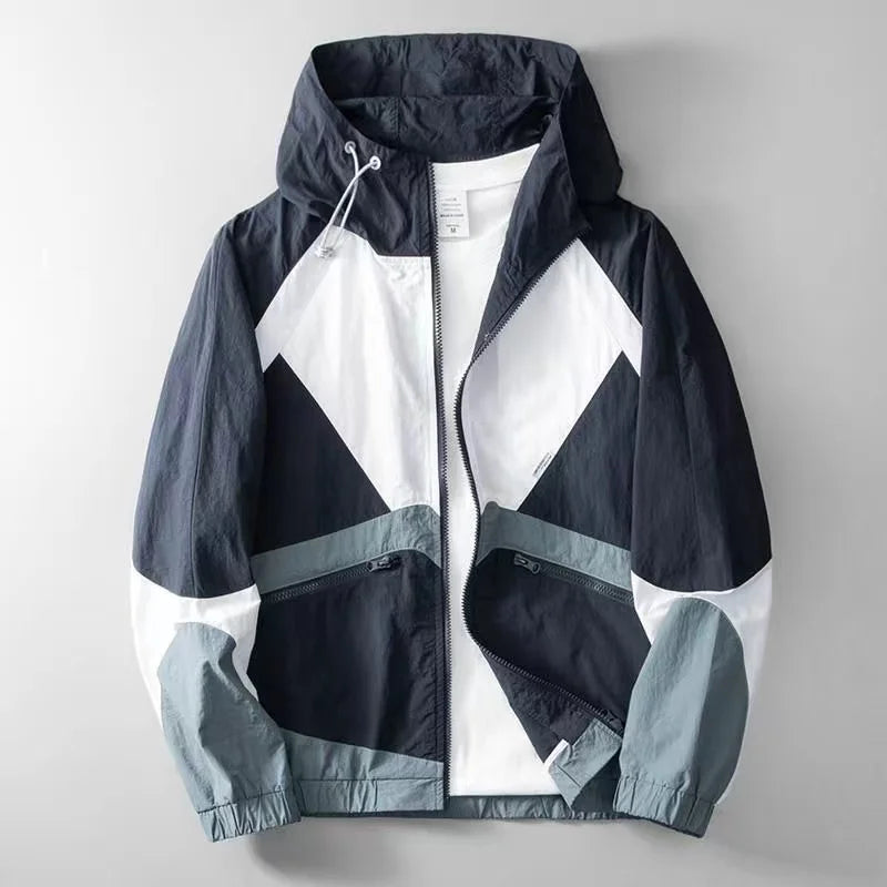 Julian | Herren Color-Block Windbreaker-Jacke mit Kapuze