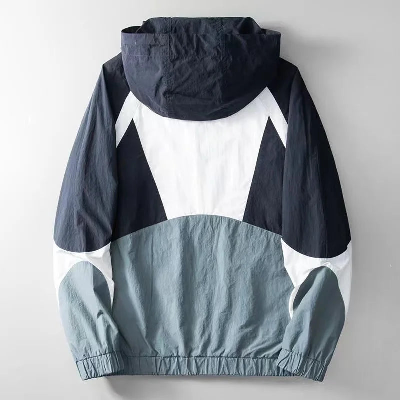 Julian | Herren Color-Block Windbreaker-Jacke mit Kapuze