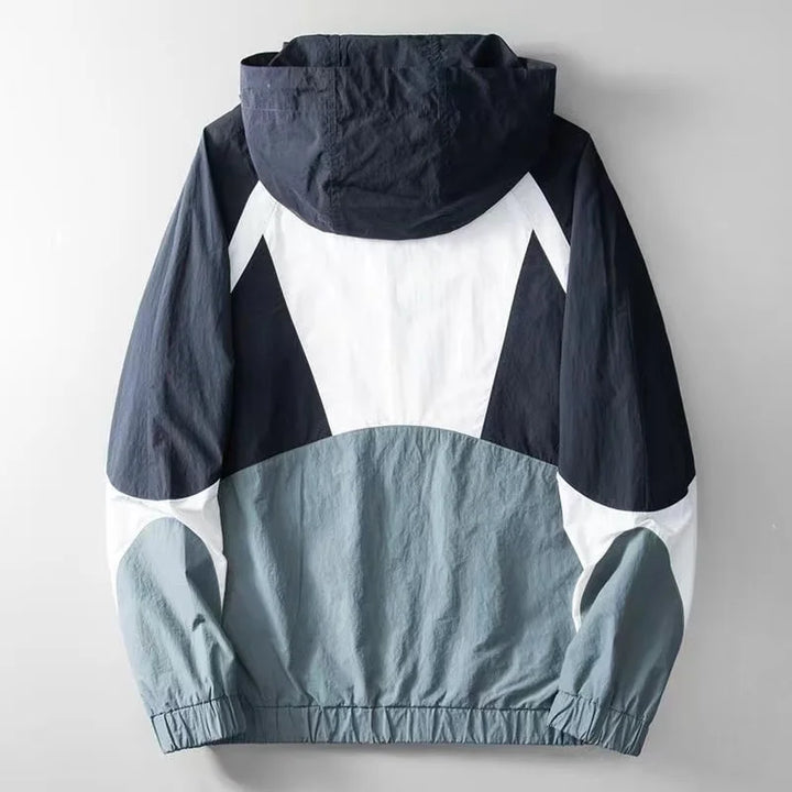 Julian | Herren Color-Block Windbreaker-Jacke mit Kapuze
