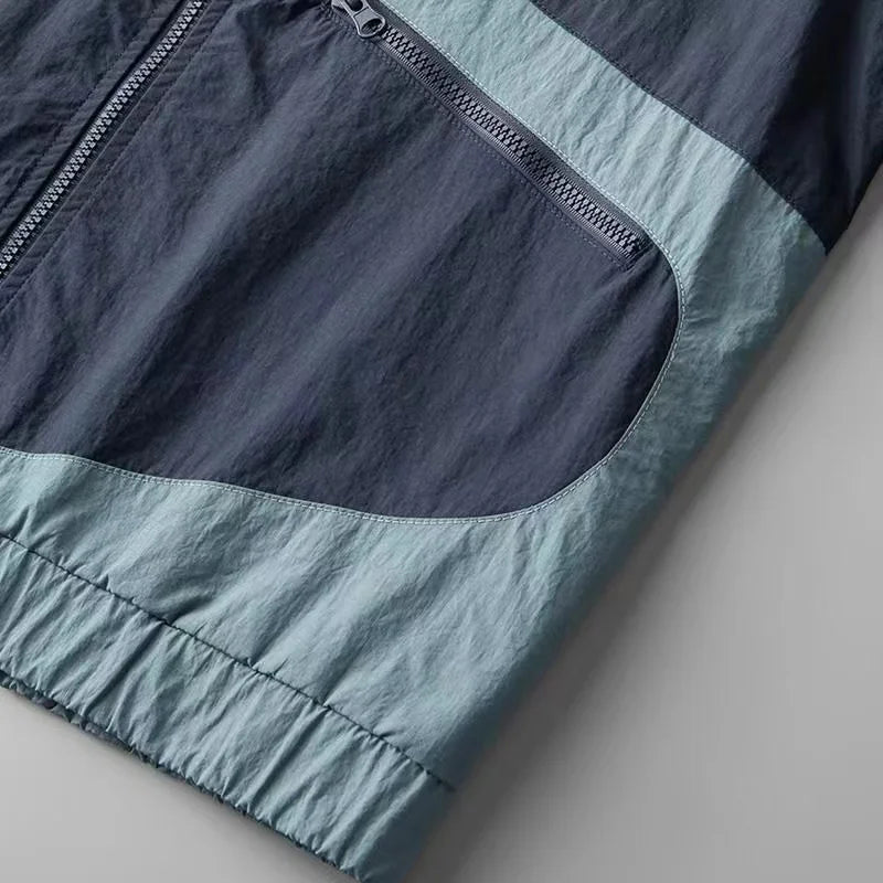 Julian | Herren Color-Block Windbreaker-Jacke mit Kapuze