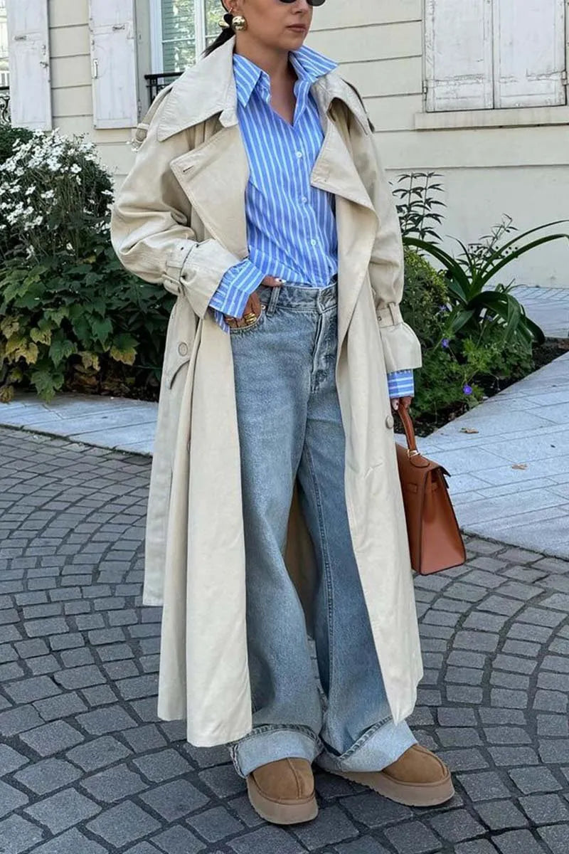 Jessica | Damen Langer Trenchcoat mit Gürtel - Elle Zürich