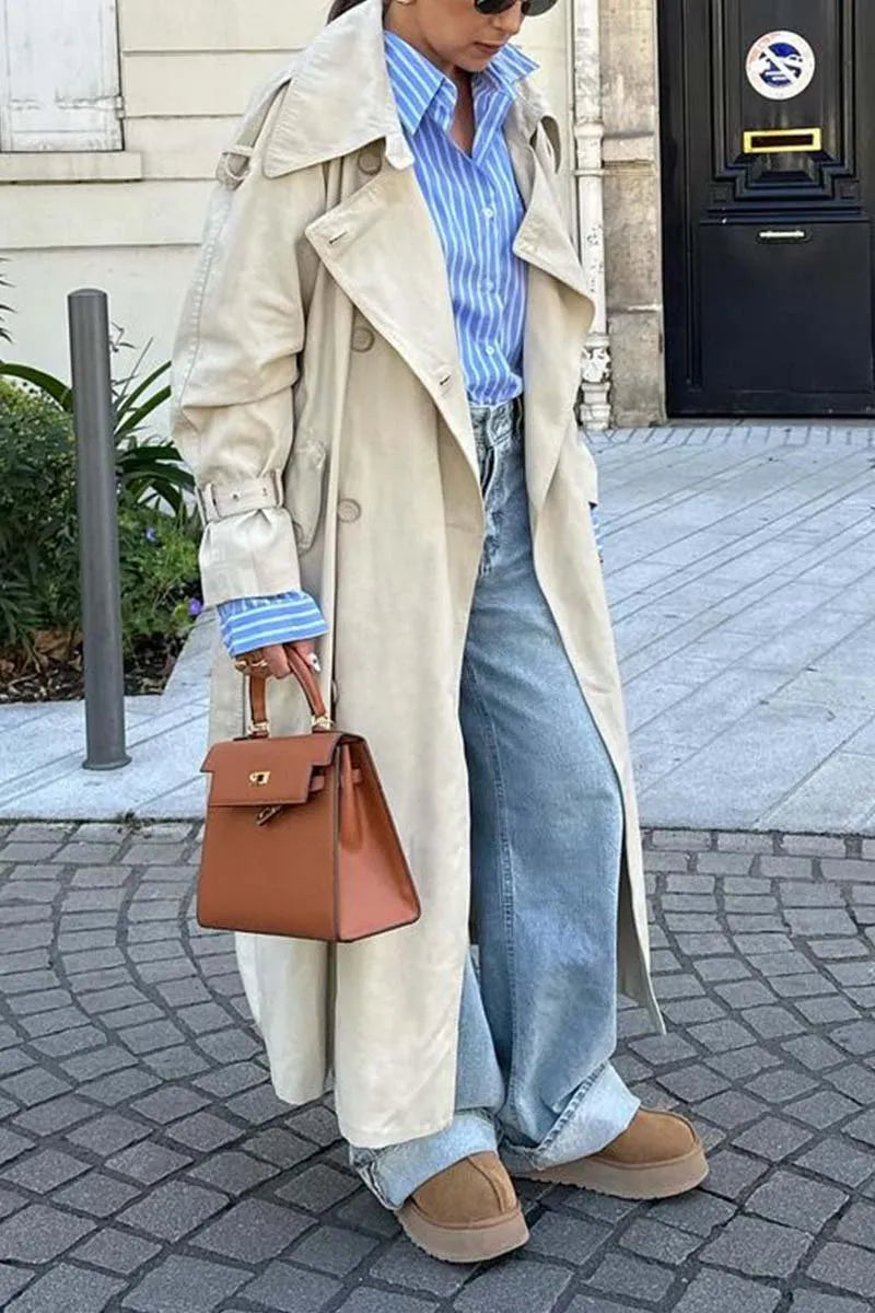 Jessica | Damen Langer Trenchcoat mit Gürtel - Elle Zürich