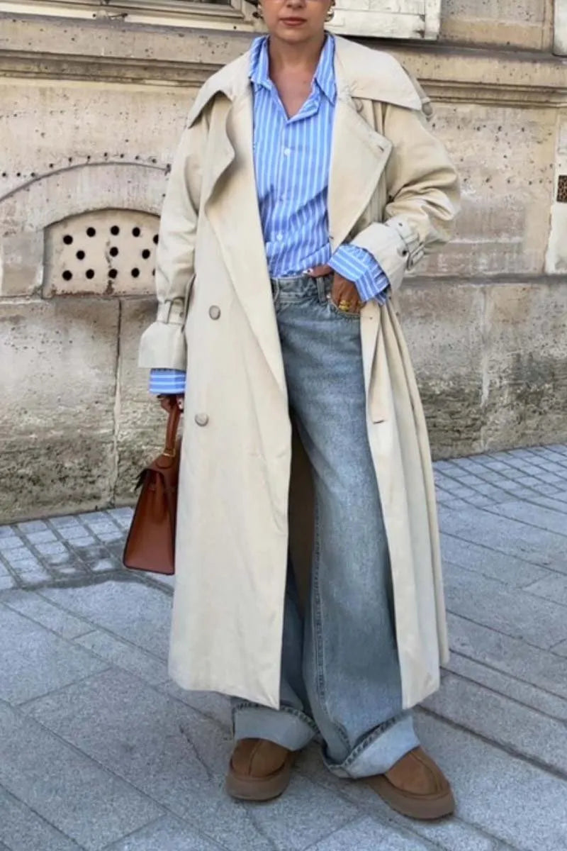 Jessica | Damen Langer Trenchcoat mit Gürtel - Elle Zürich