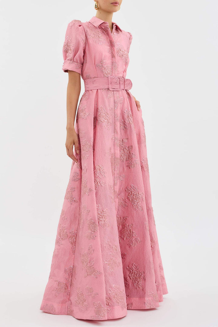 Karin | Elegantes Blumiges Jacquard-Kleid - Elle Zürich