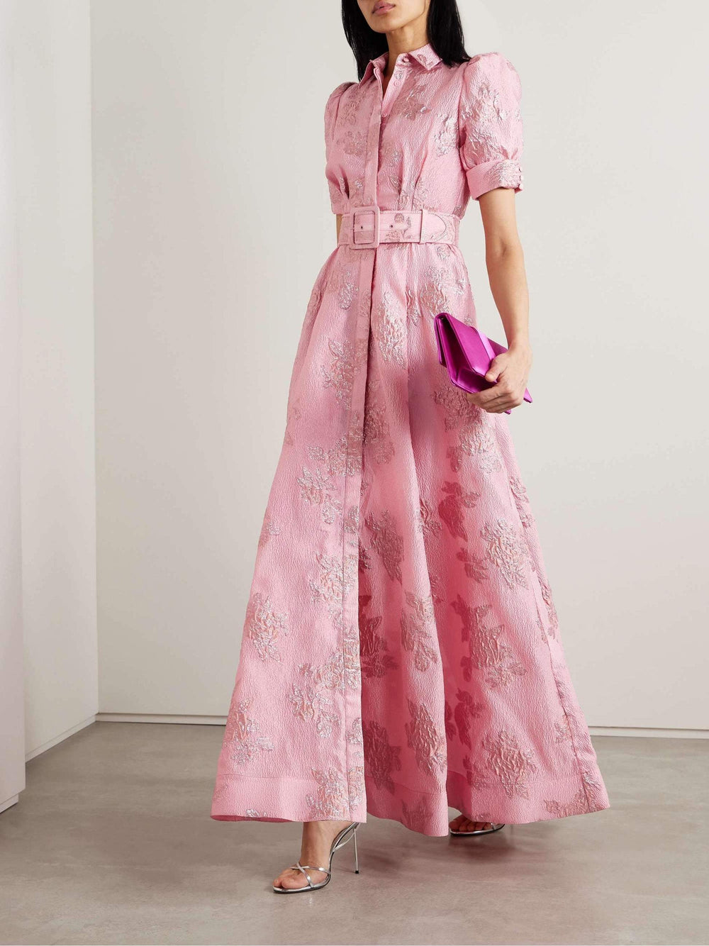Karin | Elegantes Blumiges Jacquard-Kleid - Elle Zürich