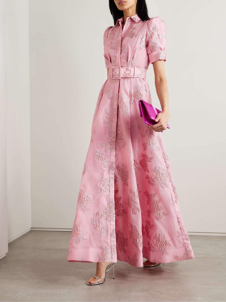 Karin | Elegantes Blumiges Jacquard-Kleid - Elle Zürich