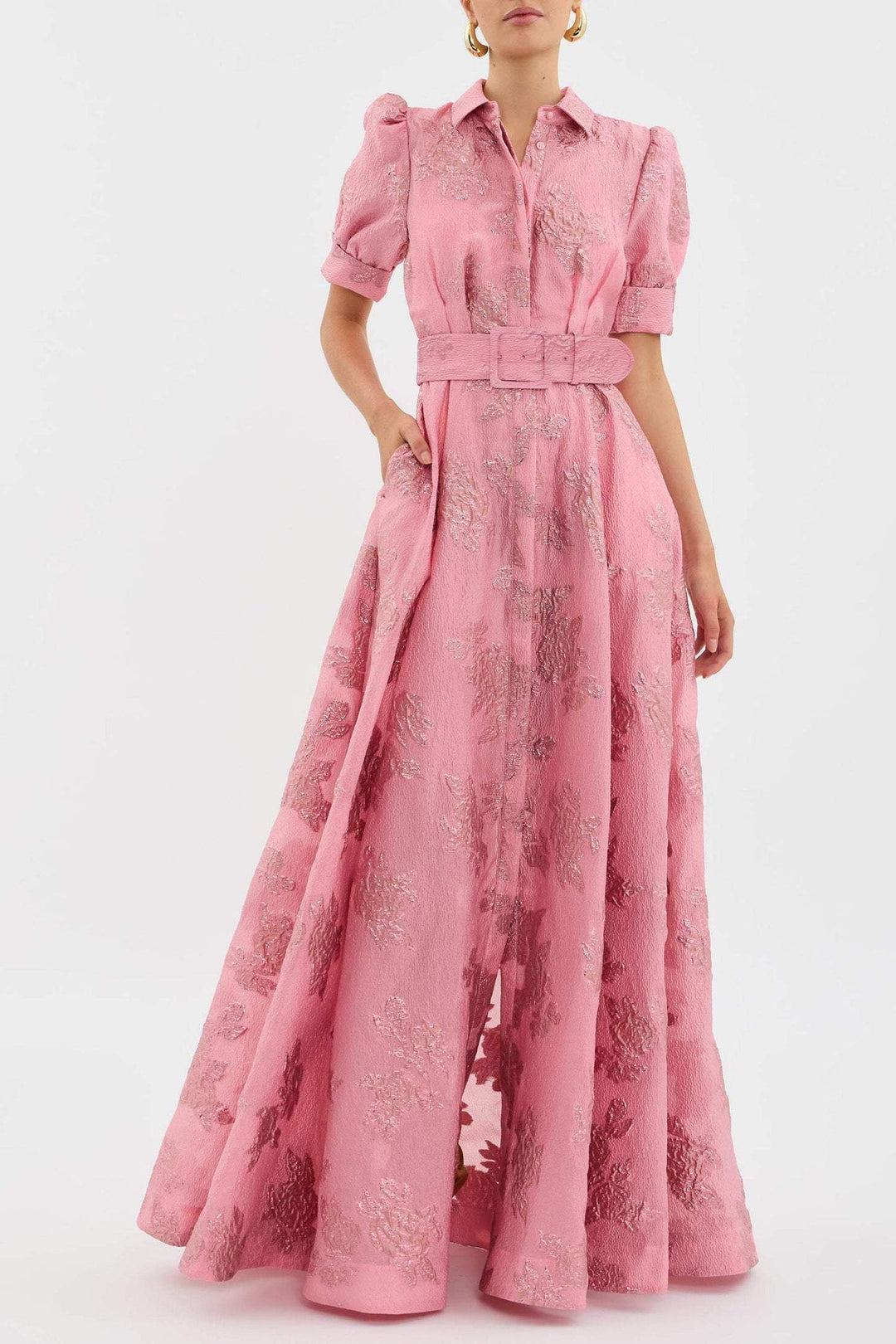Karin | Elegantes Blumiges Jacquard-Kleid - Elle Zürich