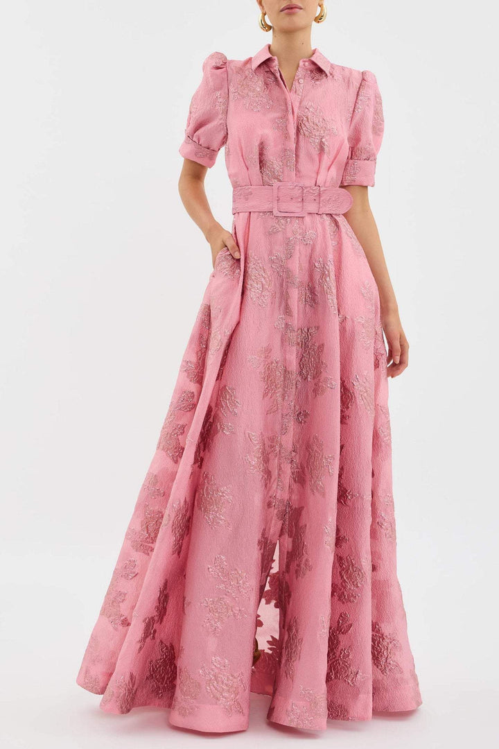 Karin | Elegantes Blumiges Jacquard-Kleid - Elle Zürich