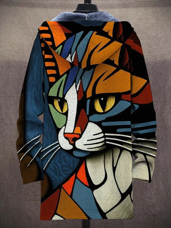 Marie | Damen Winter-Fleece-Hoodie mit Katzenprint - Elle Zürich