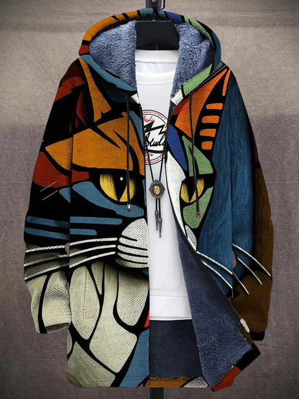 Marie | Damen Winter-Fleece-Hoodie mit Katzenprint - Elle Zürich