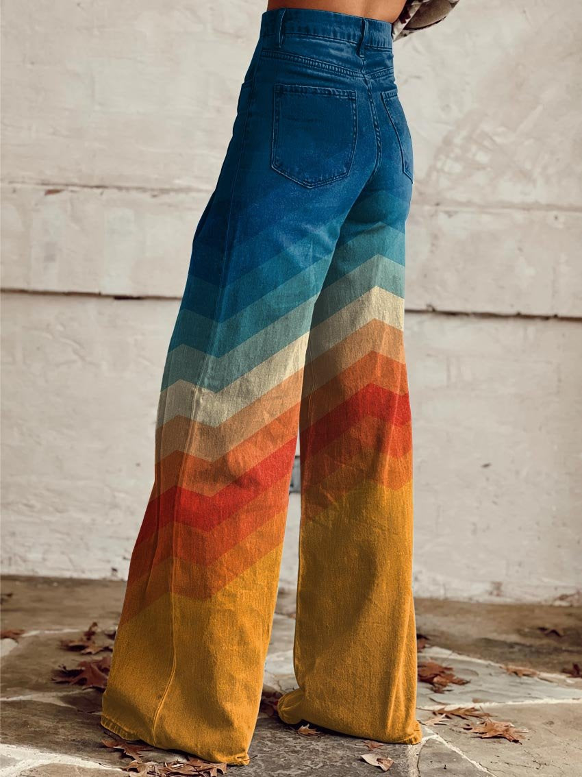 Elke | Weite Jeans mit Chevron-Ombre-Muster - Elle Zürich
