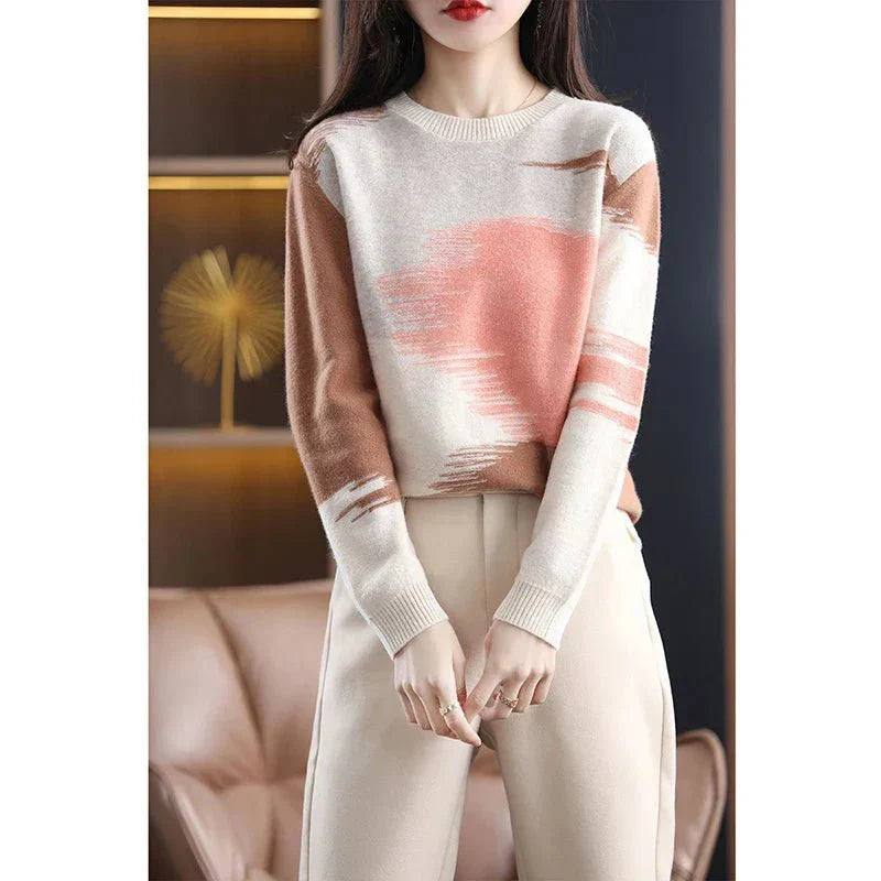 Maria | Damen Winter-Strickpullover mit Abstraktem Print - Elle Zürich