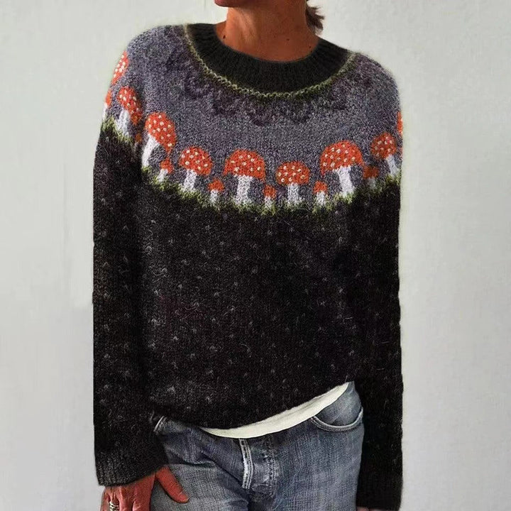 Sabine | Damen Festlicher Weihnachts-Pullover mit Rentiermotiv