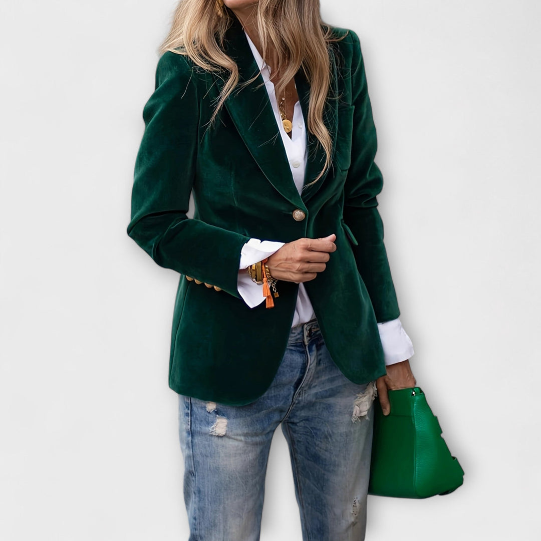 Sarah | Samtblazer mit Goldenen Details - Elle Zürich
