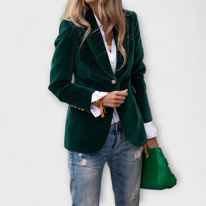 Sarah | Samtblazer mit Goldenen Details - Elle Zürich