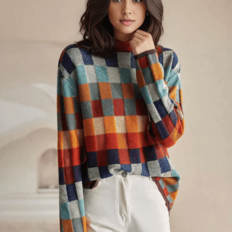 Anke | Damen Winter Rollkragenpullover mit auffälligen Mustern - Elle Zürich