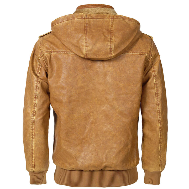Michael | Herren Winter Leder Zip-Up Hoodie Jacke