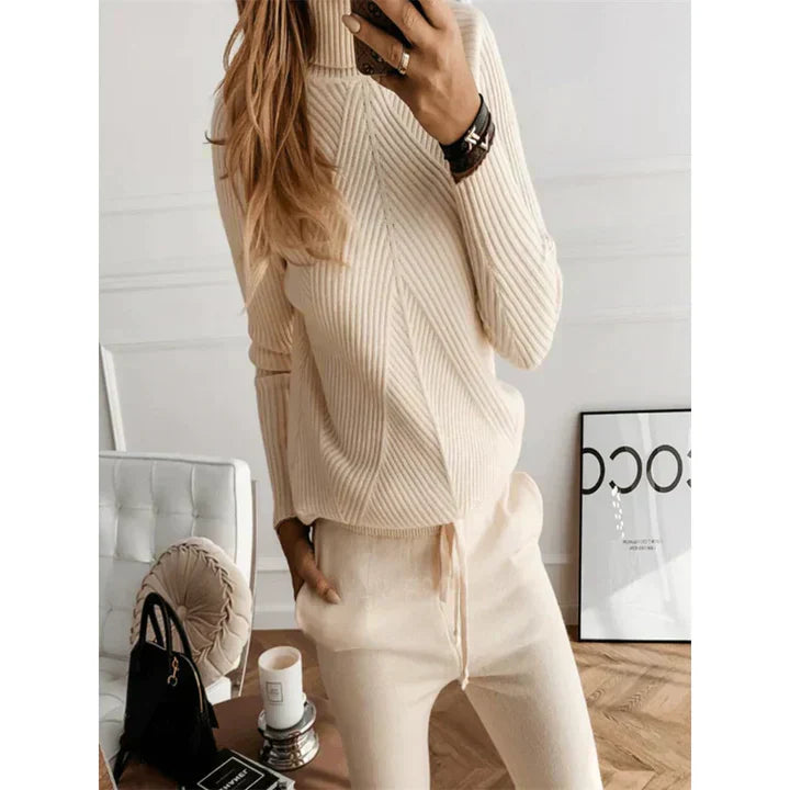 Helga | Damen Rollkragen Rippstrick Pullover - Elle Zürich