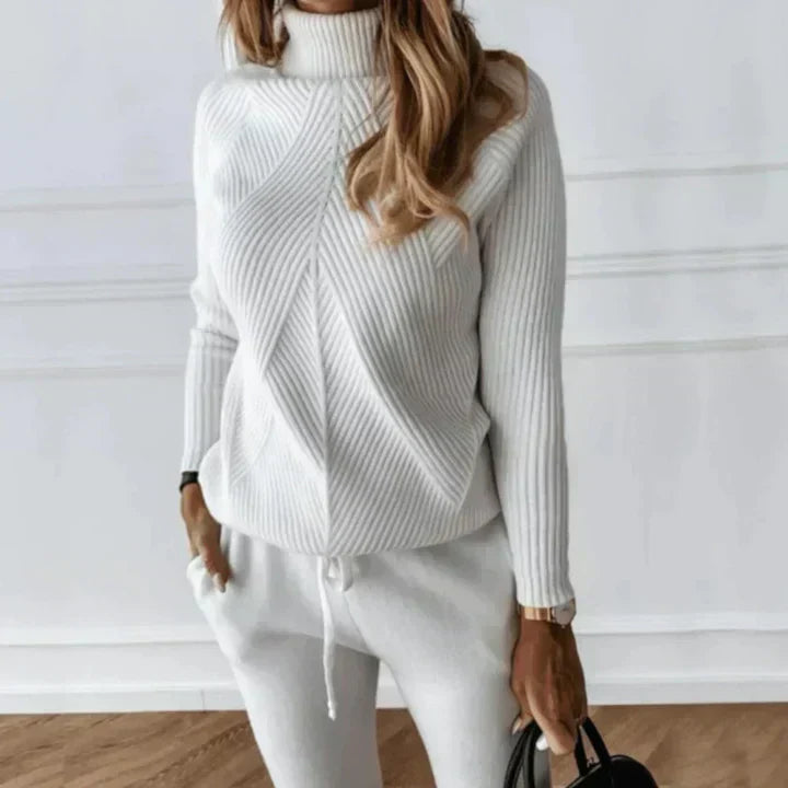 Helga | Damen Rollkragen Rippstrick Pullover - Elle Zürich