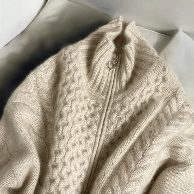 Julia | Damen Winter-Strickpullover mit Reißverschluss und Lockerer Passform - Elle Zürich