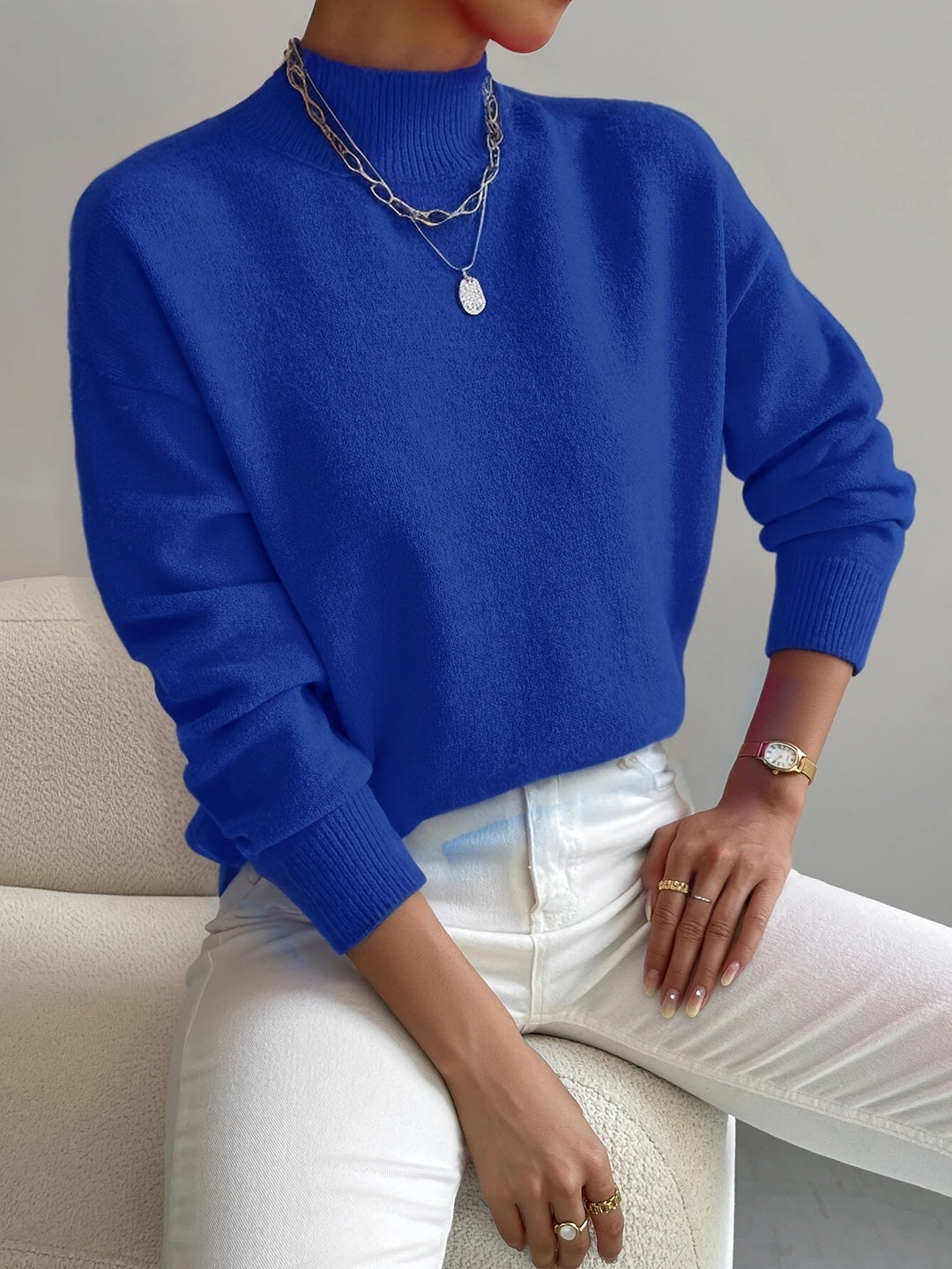 Marina | Damen Winter Rollkragen Strickpullover mit Rippenmuster - Elle Zürich