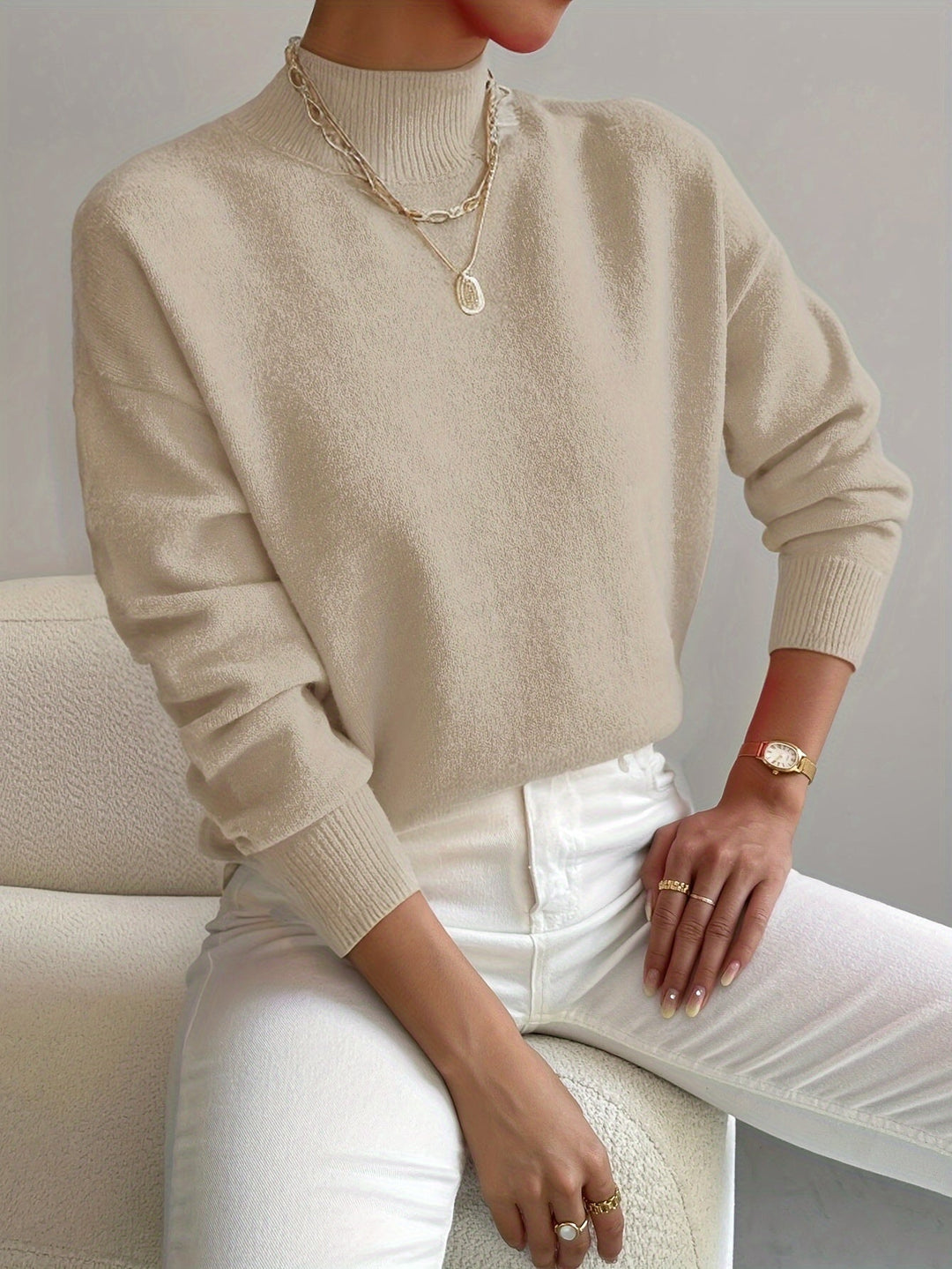 Marina | Damen Winter Rollkragen Strickpullover mit Rippenmuster - Elle Zürich