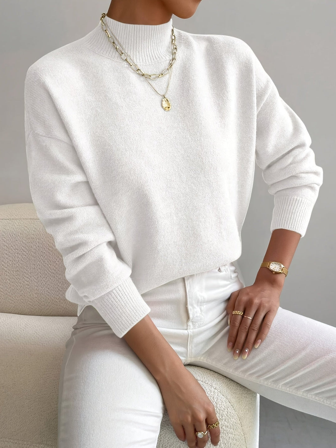 Marina | Damen Winter Rollkragen Strickpullover mit Rippenmuster - Elle Zürich