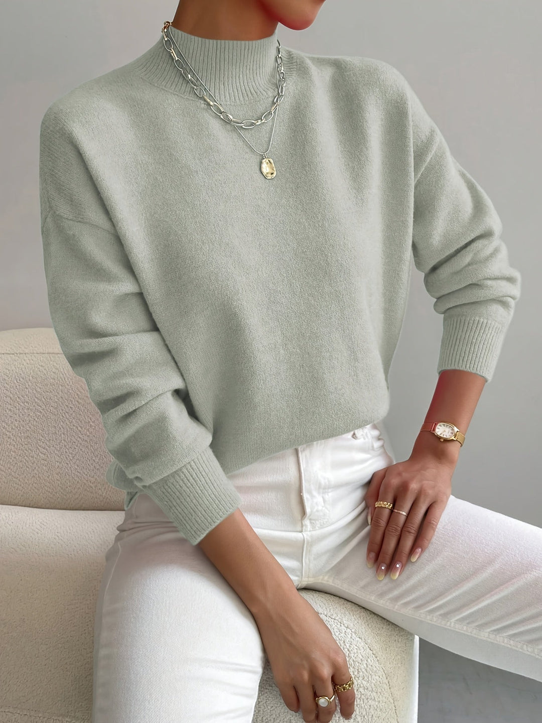 Marina | Damen Winter Rollkragen Strickpullover mit Rippenmuster - Elle Zürich
