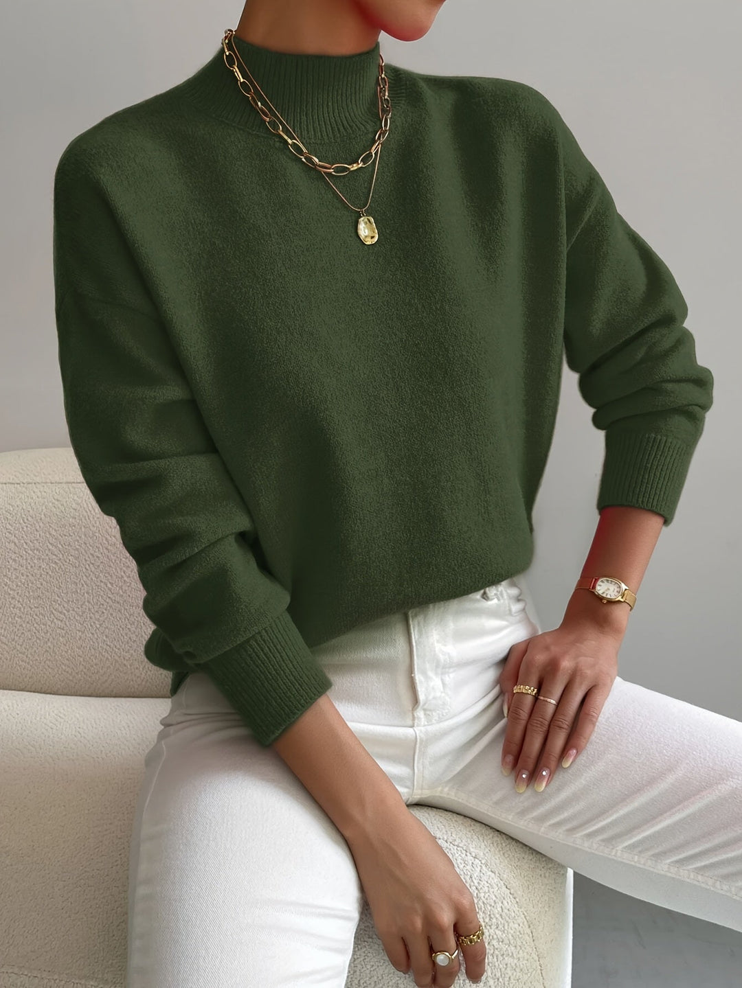 Marina | Damen Winter Rollkragen Strickpullover mit Rippenmuster - Elle Zürich