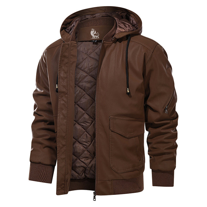 Martin | Herren Winter Lederjacke mit Kapuze