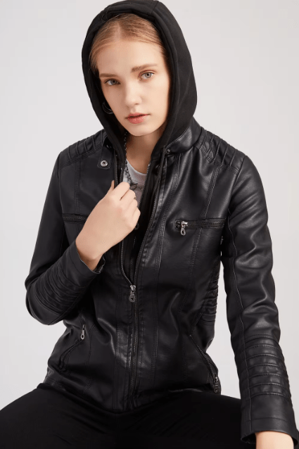 Laura | Damen Enganliegende Kapuzenjacke mit Reißverschlusstaschen - Elle Zürich