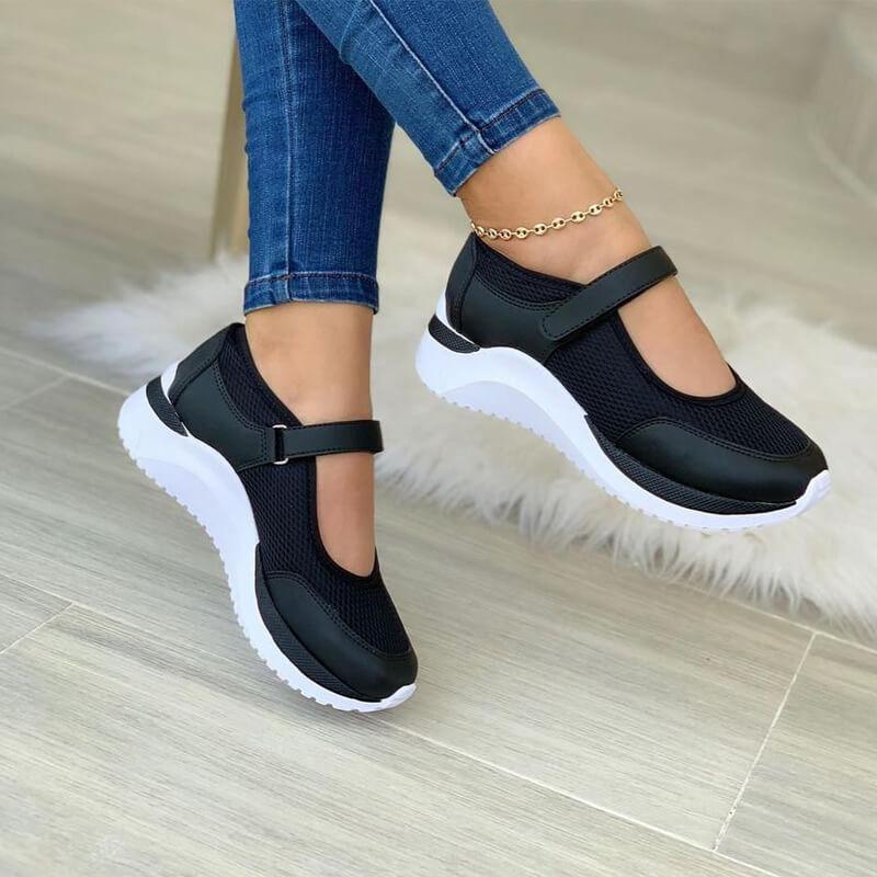 Anke | Damen Lässige Walkingsneaker mit Riemenstütze