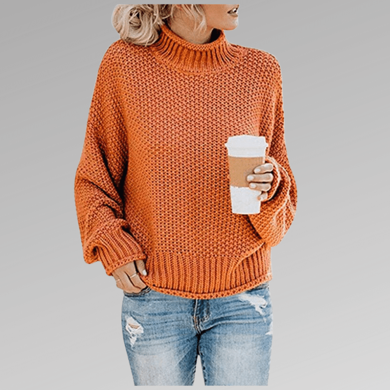 Felicia | Damen Gemütlicher Strickpullover mit hohem Kragen - Elle Zürich