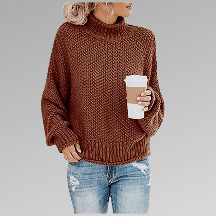 Felicia | Damen Gemütlicher Strickpullover mit hohem Kragen - Elle Zürich