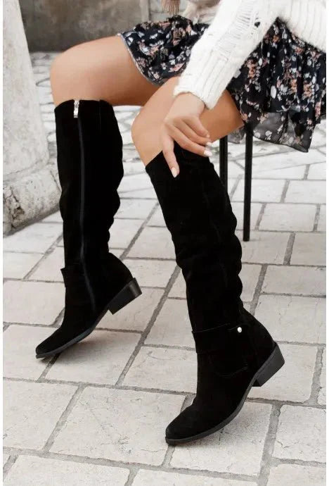 Angela | Damen Knielange Stiefel mit seitlichem Reißverschluss - Elle Zürich