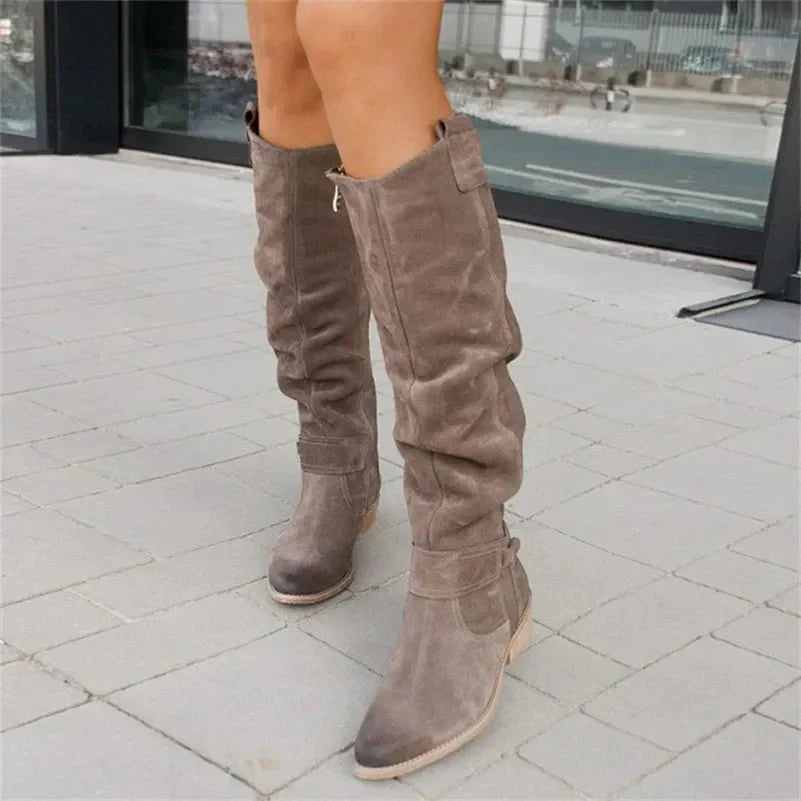 Angela | Damen Knielange Stiefel mit seitlichem Reißverschluss - Elle Zürich