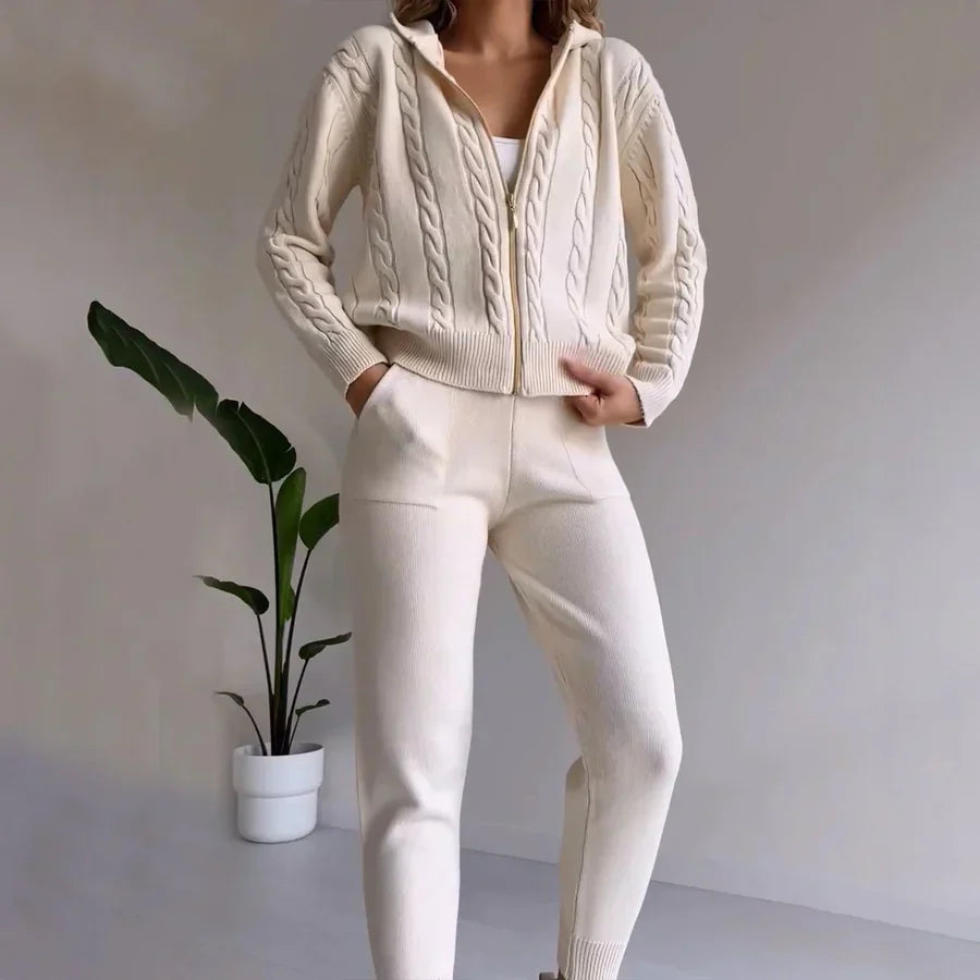 Maria | Damen Strick Lounge Set mit Reißverschluss - Elle Zürich