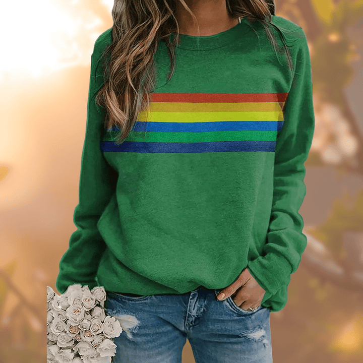 Emma | Damen Winter-Loungewear Sweatshirt mit Regenbogenstreifen - Elle Zürich