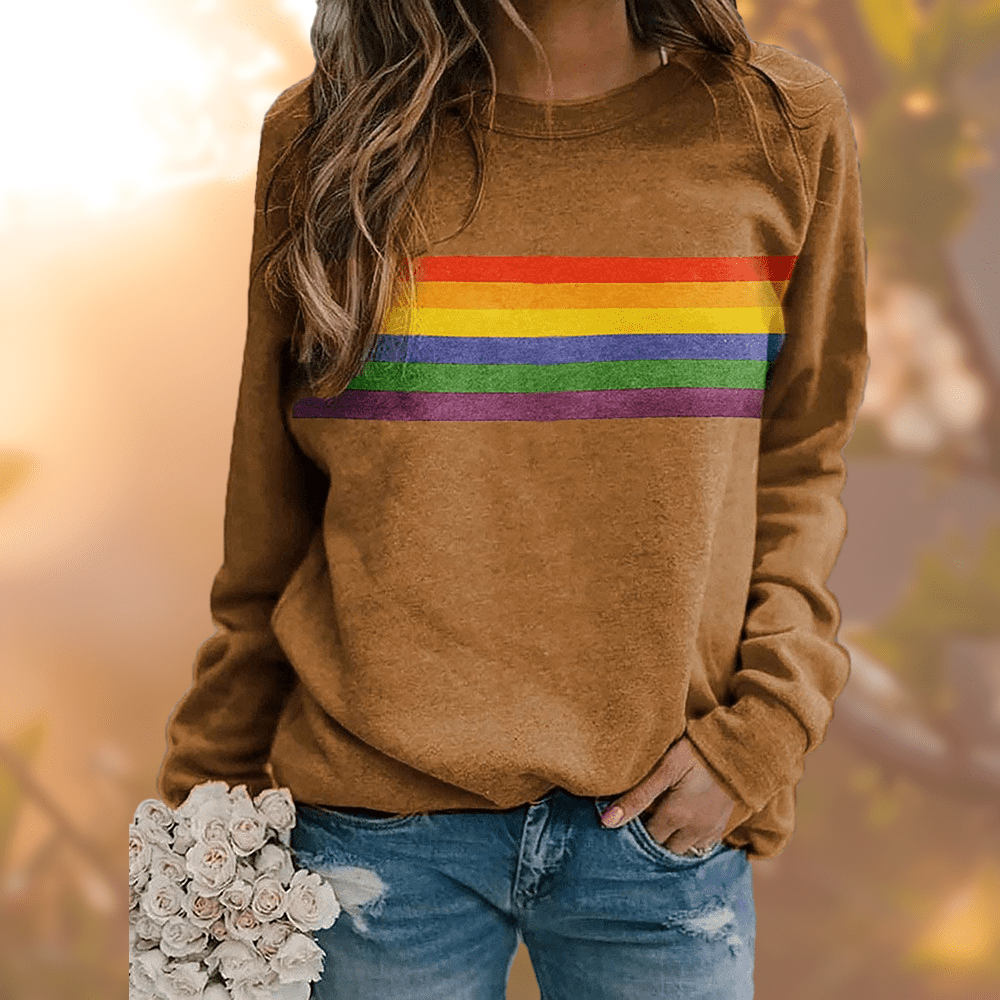 Emma | Damen Winter-Loungewear Sweatshirt mit Regenbogenstreifen - Elle Zürich