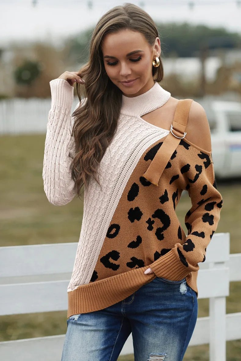 Felicia | Damen Winter-Strickpullover mit Off-Shoulder und Schnalle - Elle Zürich