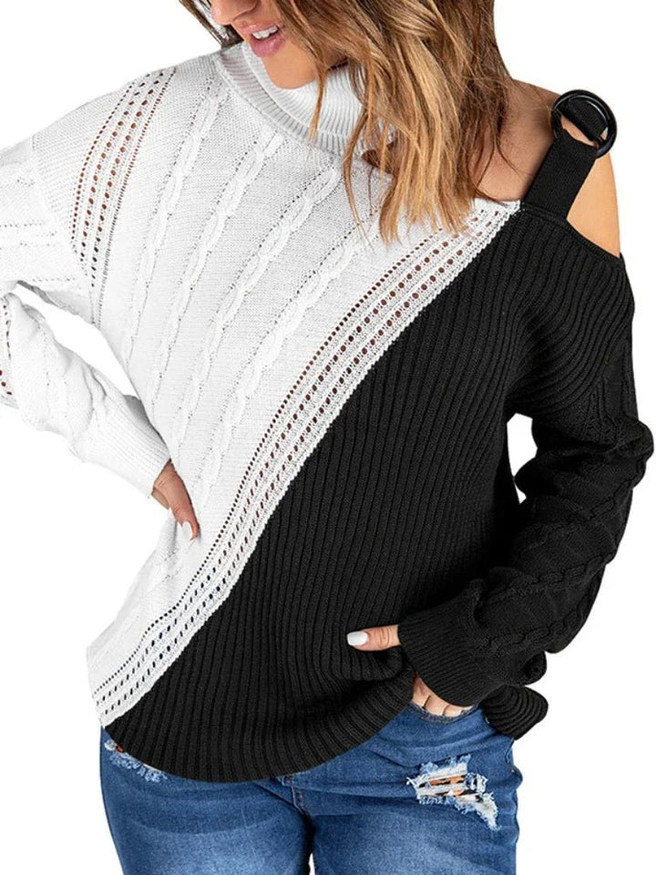 Felicia | Damen Winter-Strickpullover mit Off-Shoulder und Schnalle - Elle Zürich