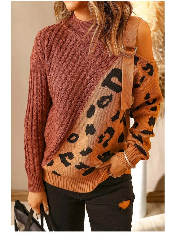 Felicia | Damen Winter-Strickpullover mit Off-Shoulder und Schnalle - Elle Zürich