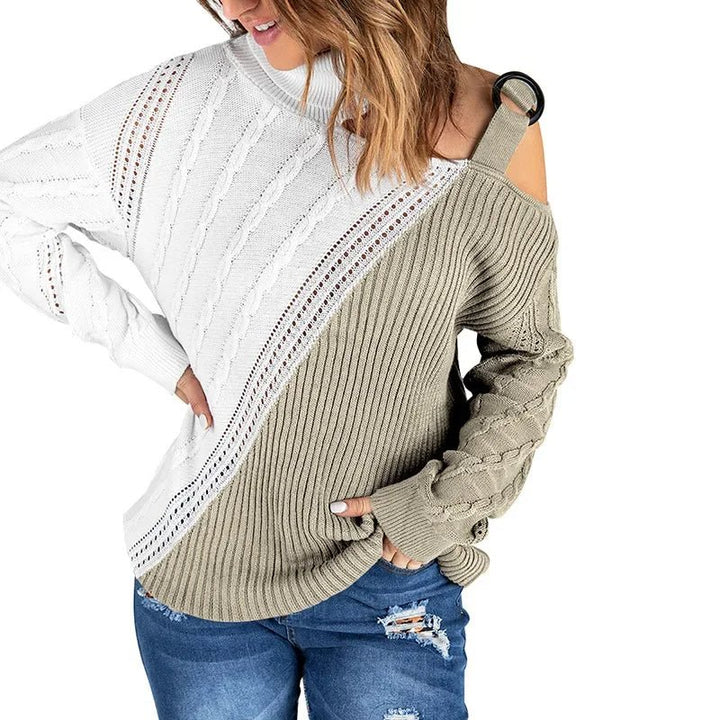 Felicia | Damen Winter-Strickpullover mit Off-Shoulder und Schnalle - Elle Zürich