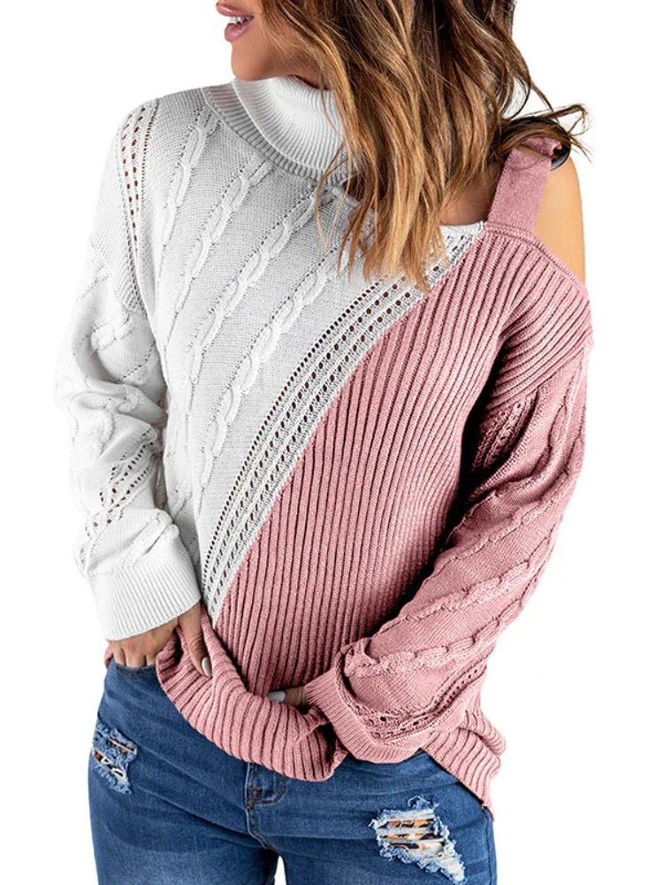 Felicia | Damen Winter-Strickpullover mit Off-Shoulder und Schnalle - Elle Zürich