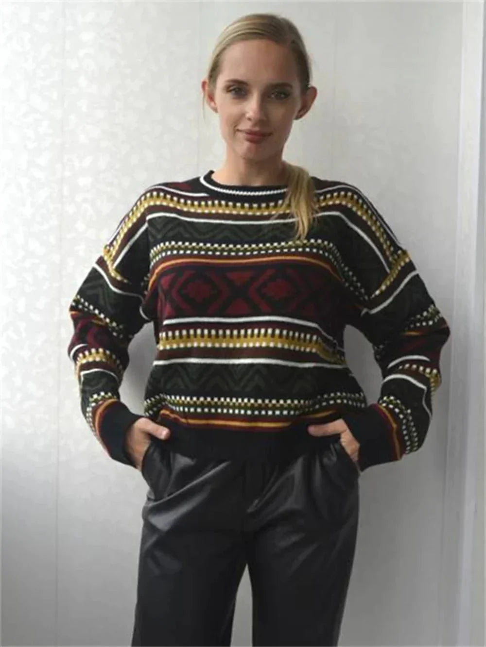 Rita | Damen Winter-Strickpullover mit Tribal-Muster - Elle Zürich