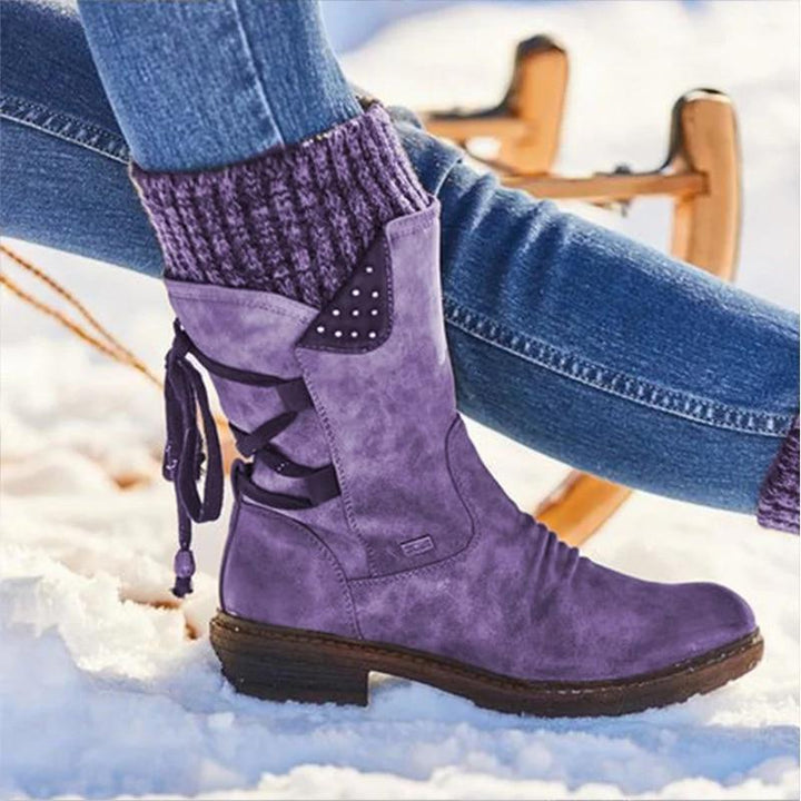 Elfriede | Damen Winterstiefel mit Reißverschluss und Strickmanschette - Elle Zürich