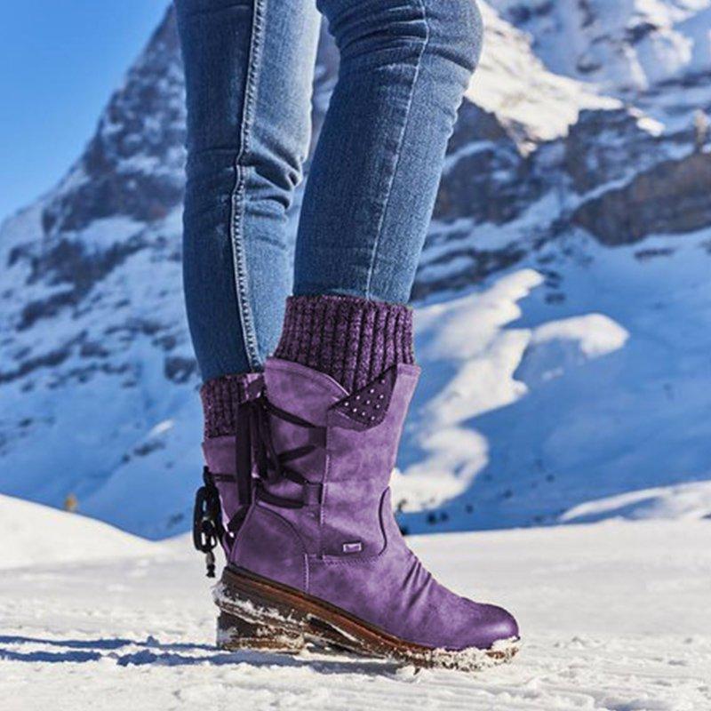 Elfriede | Damen Winterstiefel mit Reißverschluss und Strickmanschette - Elle Zürich