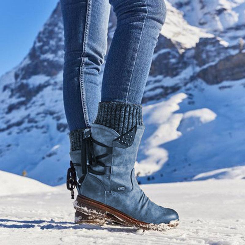 Elfriede | Damen Winterstiefel mit Reißverschluss und Strickmanschette - Elle Zürich