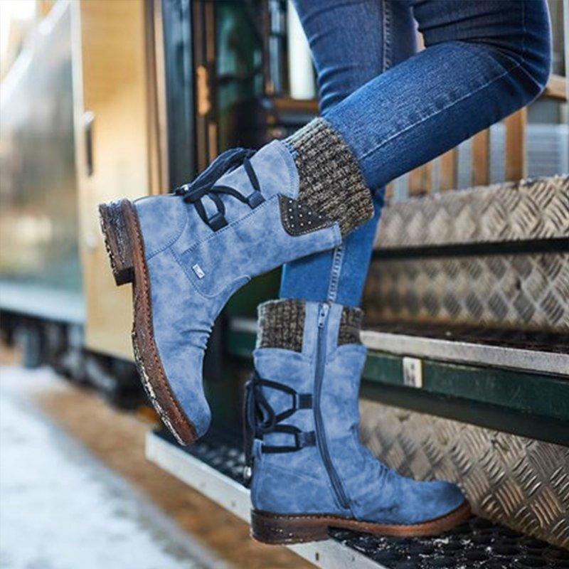 Elfriede | Damen Winterstiefel mit Reißverschluss und Strickmanschette - Elle Zürich