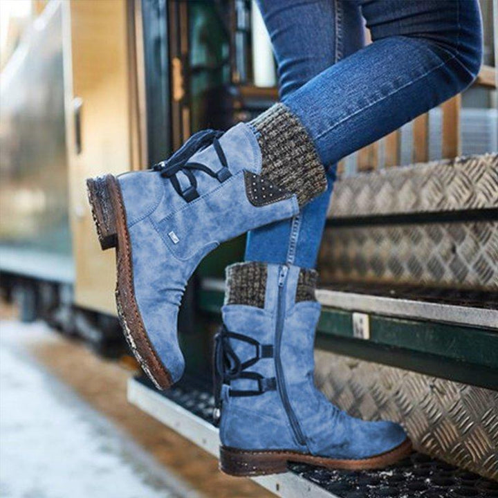 Elfriede | Damen Winterstiefel mit Reißverschluss und Strickmanschette - Elle Zürich